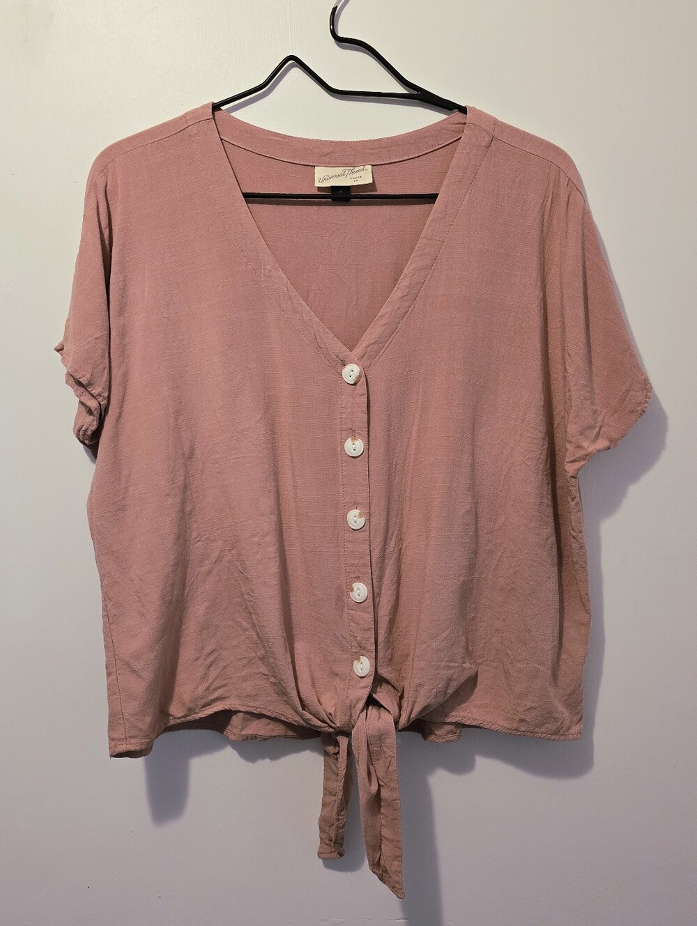 Universal Thread Boho Dusty Rose Button Down Tie Front Top